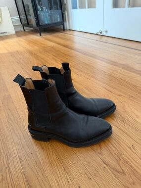 Alexander Wang Black Leather Chelsea Booties with Pull Tabs